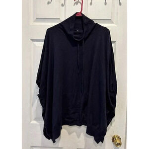 Gap Gap body M/L  Women’s Dolman Poncho‎ Hooded Pullover Merino Wool Blend Blue